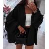 imagePRETTYGARDEN Womens Oversized Cardigan Sweaters 2026 Fall Long Lantern Sleeve Knit Open Front Lightweight SweaterBlack