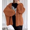imagePRETTYGARDEN Womens Oversized Cardigan Sweaters 2026 Fall Long Lantern Sleeve Knit Open Front Lightweight SweaterBrick Red
