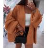 imagePRETTYGARDEN Womens Oversized Cardigan Sweaters 2026 Fall Long Lantern Sleeve Knit Open Front Lightweight SweaterBrick Red