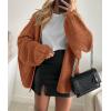 imagePRETTYGARDEN Womens Oversized Cardigan Sweaters 2026 Fall Long Lantern Sleeve Knit Open Front Lightweight SweaterBrick Red
