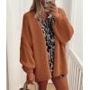 imagePRETTYGARDEN Womens Oversized Cardigan Sweaters 2026 Fall Long Lantern Sleeve Knit Open Front Lightweight SweaterBrick Red
