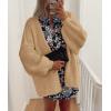 imagePRETTYGARDEN Womens Oversized Cardigan Sweaters 2026 Fall Long Lantern Sleeve Knit Open Front Lightweight SweaterCamel
