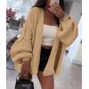 imagePRETTYGARDEN Womens Oversized Cardigan Sweaters 2026 Fall Long Lantern Sleeve Knit Open Front Lightweight SweaterCamel