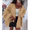 imagePRETTYGARDEN Womens Oversized Cardigan Sweaters 2026 Fall Long Lantern Sleeve Knit Open Front Lightweight SweaterCamel