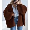 imagePRETTYGARDEN Womens Oversized Cardigan Sweaters 2026 Fall Long Lantern Sleeve Knit Open Front Lightweight SweaterCaramel