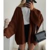 imagePRETTYGARDEN Womens Oversized Cardigan Sweaters 2026 Fall Long Lantern Sleeve Knit Open Front Lightweight SweaterCaramel