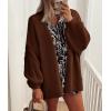 imagePRETTYGARDEN Womens Oversized Cardigan Sweaters 2026 Fall Long Lantern Sleeve Knit Open Front Lightweight SweaterCaramel