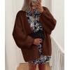 imagePRETTYGARDEN Womens Oversized Cardigan Sweaters 2026 Fall Long Lantern Sleeve Knit Open Front Lightweight SweaterCaramel