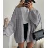 imagePRETTYGARDEN Womens Oversized Cardigan Sweaters 2026 Fall Long Lantern Sleeve Knit Open Front Lightweight SweaterGrey