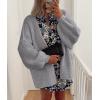 imagePRETTYGARDEN Womens Oversized Cardigan Sweaters 2026 Fall Long Lantern Sleeve Knit Open Front Lightweight SweaterGrey