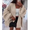 imagePRETTYGARDEN Womens Oversized Cardigan Sweaters 2026 Fall Long Lantern Sleeve Knit Open Front Lightweight SweaterGrey Beige