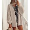 imagePRETTYGARDEN Womens Oversized Cardigan Sweaters 2026 Fall Long Lantern Sleeve Knit Open Front Lightweight SweaterGrey Beige