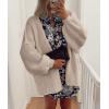 imagePRETTYGARDEN Womens Oversized Cardigan Sweaters 2026 Fall Long Lantern Sleeve Knit Open Front Lightweight SweaterGrey Beige