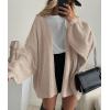 imagePRETTYGARDEN Womens Oversized Cardigan Sweaters 2026 Fall Long Lantern Sleeve Knit Open Front Lightweight SweaterGrey Beige
