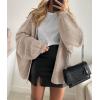 imagePRETTYGARDEN Womens Oversized Cardigan Sweaters 2026 Fall Long Lantern Sleeve Knit Open Front Lightweight SweaterGrey Beige