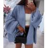 imagePRETTYGARDEN Womens Oversized Cardigan Sweaters 2026 Fall Long Lantern Sleeve Knit Open Front Lightweight SweaterHaze Blue