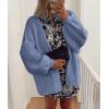 imagePRETTYGARDEN Womens Oversized Cardigan Sweaters 2026 Fall Long Lantern Sleeve Knit Open Front Lightweight SweaterHaze Blue