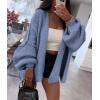 imagePRETTYGARDEN Womens Oversized Cardigan Sweaters 2026 Fall Long Lantern Sleeve Knit Open Front Lightweight SweaterHaze Blue