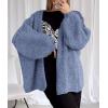 imagePRETTYGARDEN Womens Oversized Cardigan Sweaters 2026 Fall Long Lantern Sleeve Knit Open Front Lightweight SweaterHaze Blue