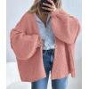 imagePRETTYGARDEN Womens Oversized Cardigan Sweaters 2026 Fall Long Lantern Sleeve Knit Open Front Lightweight SweaterLight Pink