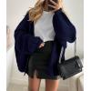 imagePRETTYGARDEN Womens Oversized Cardigan Sweaters 2026 Fall Long Lantern Sleeve Knit Open Front Lightweight SweaterNavy