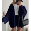 imagePRETTYGARDEN Womens Oversized Cardigan Sweaters 2026 Fall Long Lantern Sleeve Knit Open Front Lightweight SweaterNavy