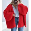 imagePRETTYGARDEN Womens Oversized Cardigan Sweaters 2026 Fall Long Lantern Sleeve Knit Open Front Lightweight SweaterRed
