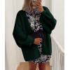 imagePRETTYGARDEN Womens Oversized Cardigan Sweaters 2026 Fall Long Lantern Sleeve Knit Open Front Lightweight SweaterSpinach Green