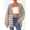 imagePRETTYGARDEN Womens Oversized Cardigan Sweaters 2026 Fall Long Lantern Sleeve Knit Open Front Lightweight SweaterStriped Khaki