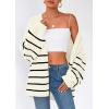 imagePRETTYGARDEN Womens Oversized Cardigan Sweaters 2026 Fall Long Lantern Sleeve Knit Open Front Lightweight SweaterStriped White Black