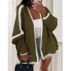 imagePRETTYGARDEN Womens Oversized Cardigan Sweaters 2026 Fall Long Lantern Sleeve Knit Open Front Lightweight SweaterStyle2army Green