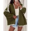 imagePRETTYGARDEN Womens Oversized Cardigan Sweaters 2026 Fall Long Lantern Sleeve Knit Open Front Lightweight SweaterStyle2army Green