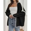 imagePRETTYGARDEN Womens Oversized Cardigan Sweaters 2026 Fall Long Lantern Sleeve Knit Open Front Lightweight SweaterStyle2black