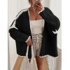 imagePRETTYGARDEN Womens Oversized Cardigan Sweaters 2026 Fall Long Lantern Sleeve Knit Open Front Lightweight SweaterStyle2black