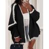 imagePRETTYGARDEN Womens Oversized Cardigan Sweaters 2026 Fall Long Lantern Sleeve Knit Open Front Lightweight SweaterStyle2black