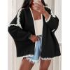 imagePRETTYGARDEN Womens Oversized Cardigan Sweaters 2026 Fall Long Lantern Sleeve Knit Open Front Lightweight SweaterStyle2black
