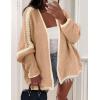 imagePRETTYGARDEN Womens Oversized Cardigan Sweaters 2026 Fall Long Lantern Sleeve Knit Open Front Lightweight SweaterStyle2camel