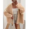 imagePRETTYGARDEN Womens Oversized Cardigan Sweaters 2026 Fall Long Lantern Sleeve Knit Open Front Lightweight SweaterStyle2camel