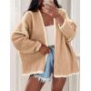 imagePRETTYGARDEN Womens Oversized Cardigan Sweaters 2026 Fall Long Lantern Sleeve Knit Open Front Lightweight SweaterStyle2camel