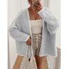 imagePRETTYGARDEN Womens Oversized Cardigan Sweaters 2026 Fall Long Lantern Sleeve Knit Open Front Lightweight SweaterStyle2grey