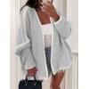 imagePRETTYGARDEN Womens Oversized Cardigan Sweaters 2026 Fall Long Lantern Sleeve Knit Open Front Lightweight SweaterStyle2grey