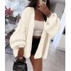 imagePRETTYGARDEN Womens Oversized Cardigan Sweaters 2026 Fall Long Lantern Sleeve Knit Open Front Lightweight SweaterWhite