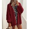 imagePRETTYGARDEN Womens Oversized Cardigan Sweaters 2026 Fall Long Lantern Sleeve Knit Open Front Lightweight SweaterWine Red
