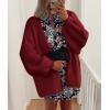imagePRETTYGARDEN Womens Oversized Cardigan Sweaters 2026 Fall Long Lantern Sleeve Knit Open Front Lightweight SweaterWine Red