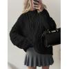 imagePRETTYGARDEN Womens Oversized Fall Sweaters 2026 Casual Long Sleeve Crewneck Chunky Cable Knit Pullover Tops Winter ClothesBlack
