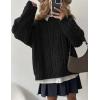imagePRETTYGARDEN Womens Oversized Fall Sweaters 2026 Casual Long Sleeve Crewneck Chunky Cable Knit Pullover Tops Winter ClothesBlack