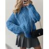 imagePRETTYGARDEN Womens Oversized Fall Sweaters 2026 Casual Long Sleeve Crewneck Chunky Cable Knit Pullover Tops Winter ClothesBlue