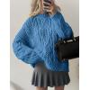 imagePRETTYGARDEN Womens Oversized Fall Sweaters 2026 Casual Long Sleeve Crewneck Chunky Cable Knit Pullover Tops Winter ClothesBlue