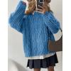 imagePRETTYGARDEN Womens Oversized Fall Sweaters 2026 Casual Long Sleeve Crewneck Chunky Cable Knit Pullover Tops Winter ClothesBlue
