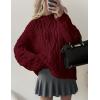 imagePRETTYGARDEN Womens Oversized Fall Sweaters 2026 Casual Long Sleeve Crewneck Chunky Cable Knit Pullover Tops Winter ClothesBurgundy